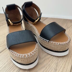 See by Chloé Glyn Platform Espadrille Sandal, in black
(Size 40)